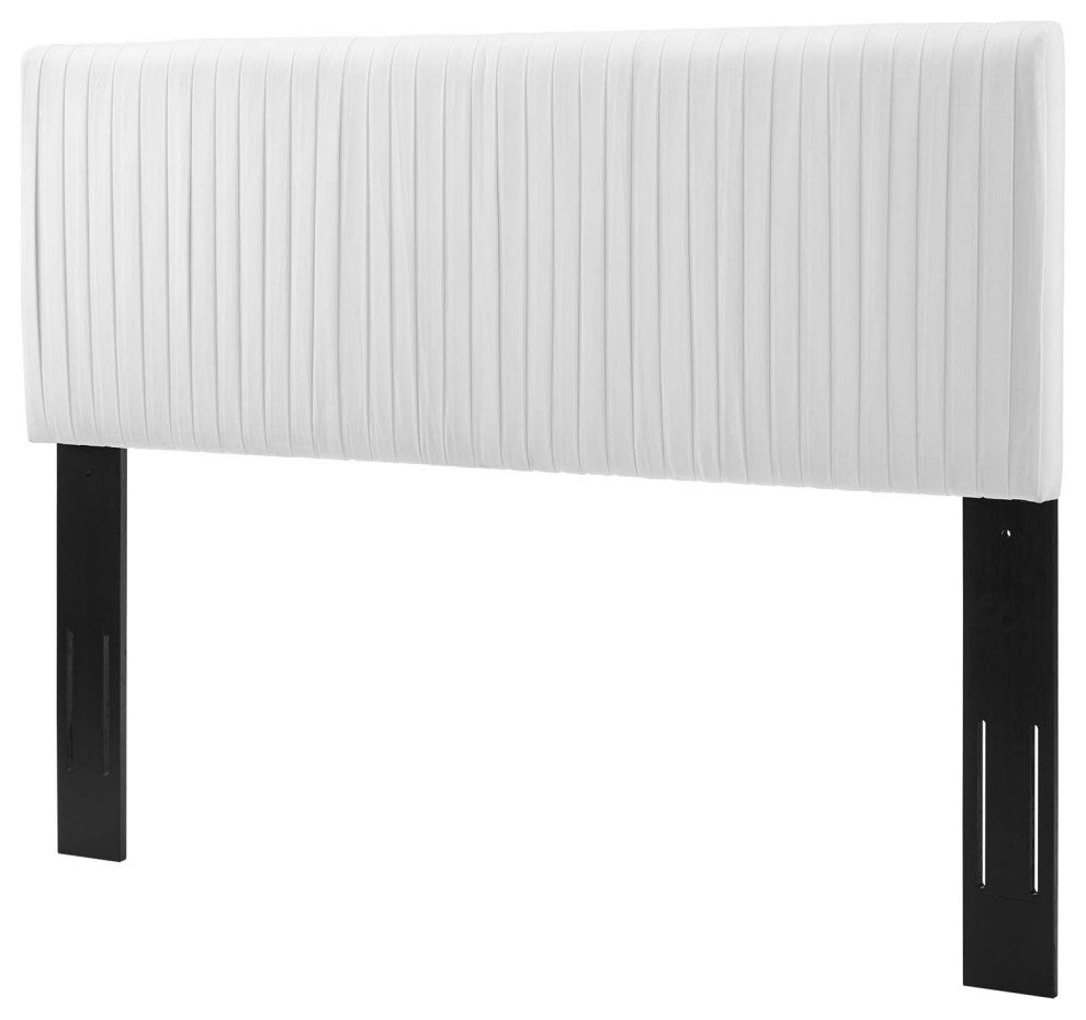 Tufted Headboard, Full Queen Size, Velvet, White, Modern Contemporary, Bedroom