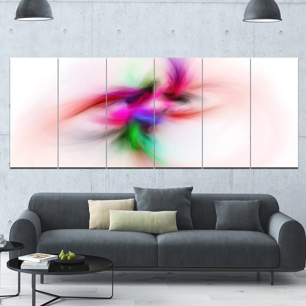 Colorful Electromagnetic Field, Abstract Wall Art Canvas, 70"x28", 6 Panels