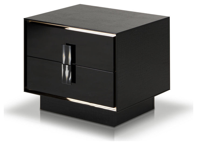 HomeRoots 21" Black MDF and Steel Nightstand With Two Drawers