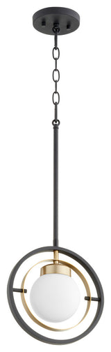 Nimbus Modern And Contemporary Pendant in Textured Black W/ Aged Brass