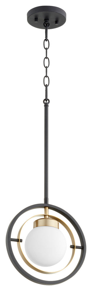 Nimbus Modern And Contemporary Pendant in Textured Black W/ Aged Brass