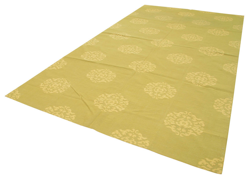 Rug N Carpet - Handmade Wool 7' 3'' x 13' 3'' Modern Design Dhurrie Kilim Rug
