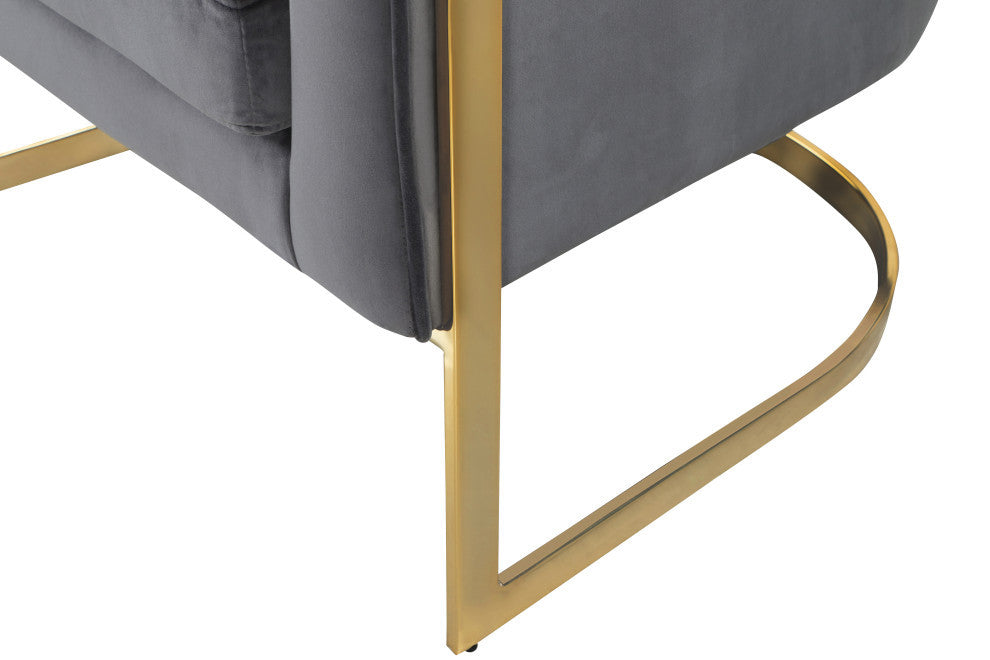 Carter Velvet Upholstered Accent Chair, Gray