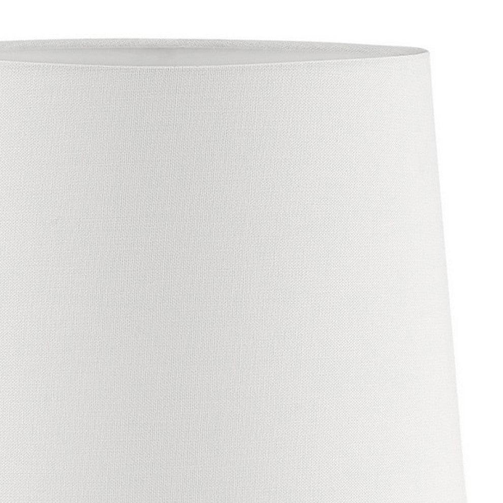 Benzara BM240905 Pot Bellied Shape Metal Table Lamp With 3 Way Switch, White