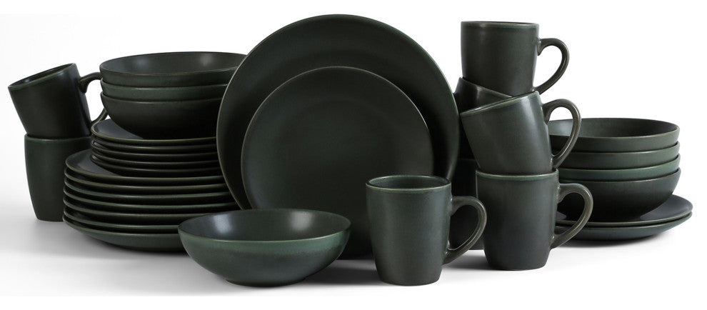 Stone Lain Grao Stoneware Dinnerware Set, Green, 32-Piece