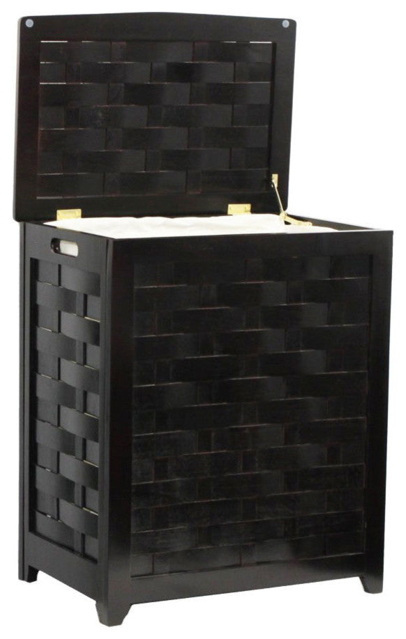 Oceanstar Rectangular Veneer Wood Laundry Hamper with Interior Bag, Mahogany