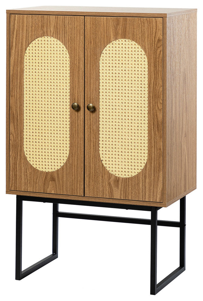Wood Double Door Accent Cabinet with Interior Shelves , Brown, 26'' X 15''
