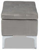 Mabel Transitional Gray Velvet Upholstered Silver Finished Storage Ottoman