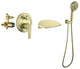 Single Handle Wall Mounted Waterfall Faucet With Handshower, Brushed Gold