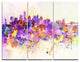 "Purple New York Skyline" Glossy Metal Wall Art, 3 Panels, 36"x28"