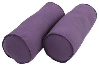 20" by 8" Double-Corded Solid Twill Bolster Pillows, Inserts, Set of 2, Black