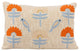 24" Woven Cotton Lumbar Pillow, Embroidered Flowers, Birds, Multicolored