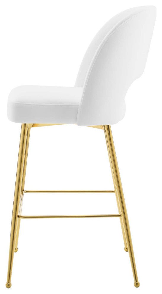 Bar Stool Chair Barstool, Velvet, Metal, White, Bar Pub Cafe Bistro Restaurant