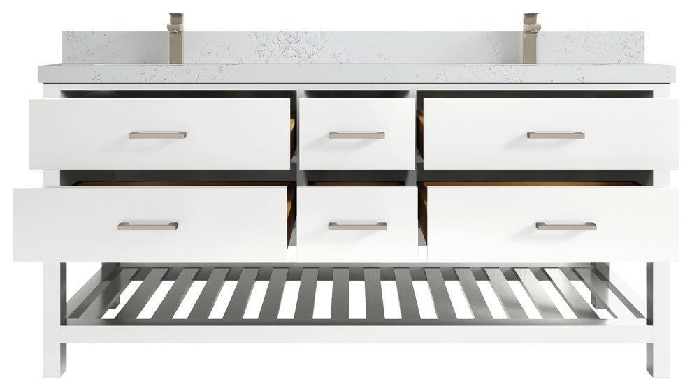 Parker 72 Double Sink Bath Vanity in White 2" Empira Quartz