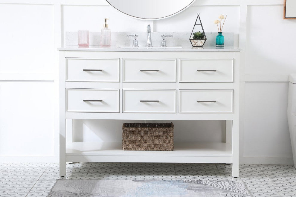 Skylar 48" Single Bathroom Vanity, White, With Backsplash