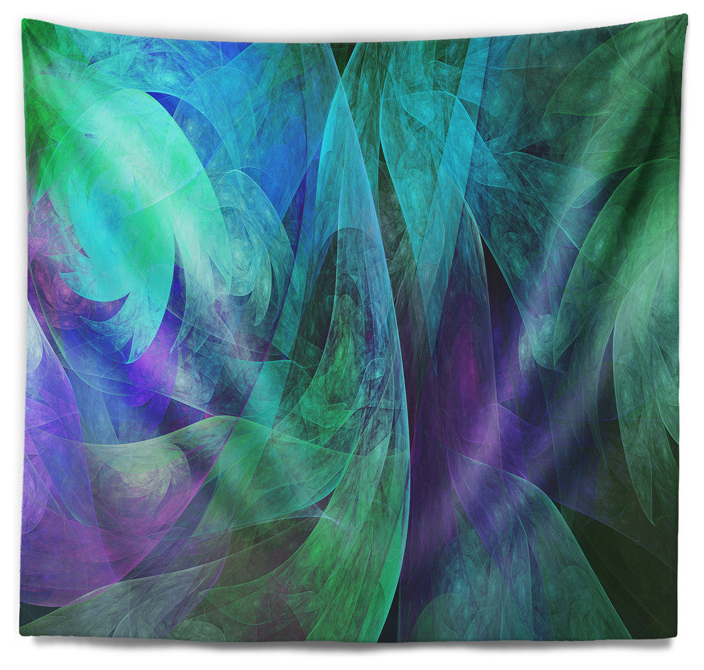 Green Fractal Abstract Pattern Abstract Wall Tapestry, 60"x50"