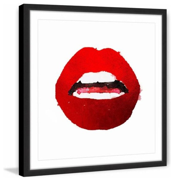 "Red Lips II" Framed Painting Print, 24"x24"