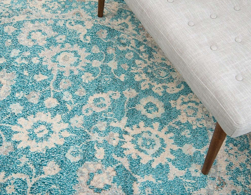Traditional Penelope 8'x10' Rectangle Aqua Area Rug