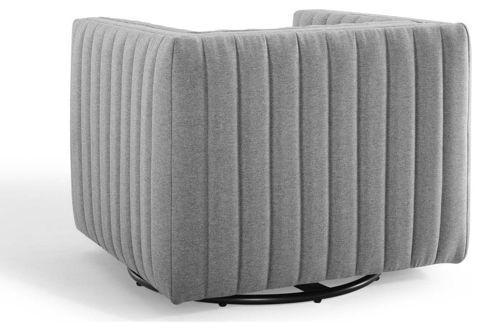 Tufted Armchair Accent Chair, Fabric, Gray, Modern, Lounge Hospitality