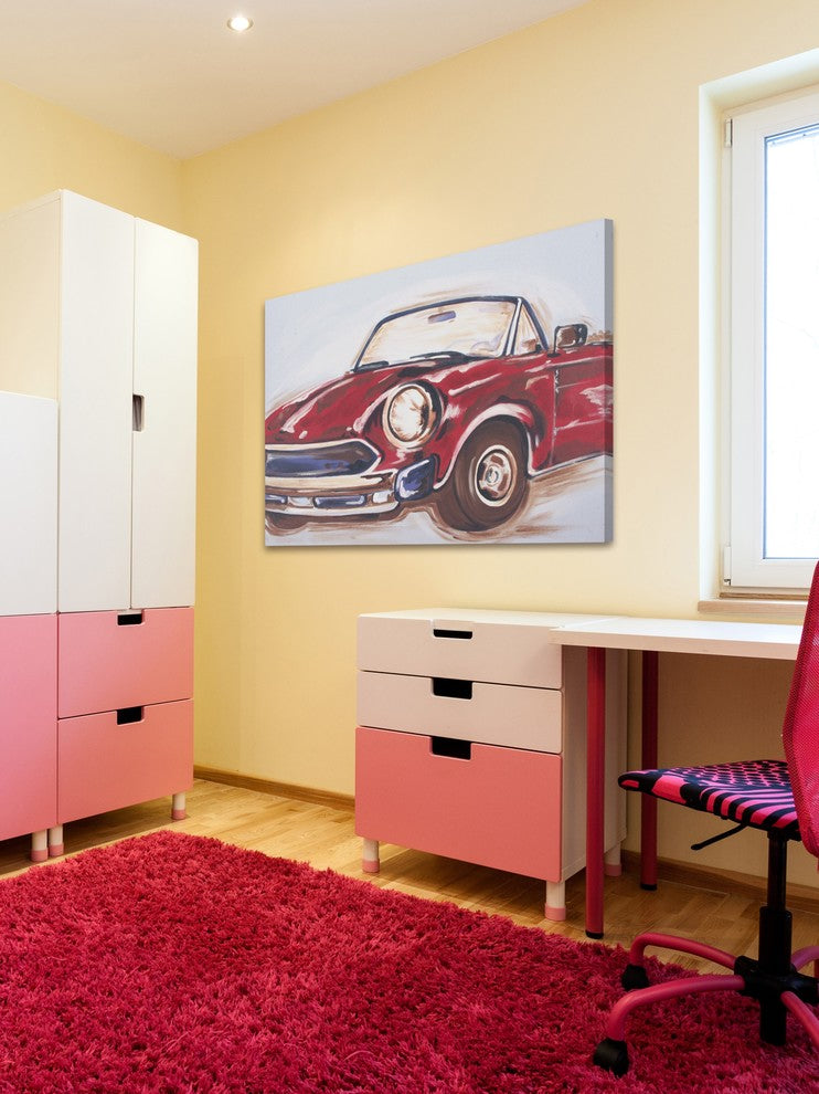 Marmont Hill, "Vintage Car" by Reesa Qualia Painting on Wrapped Canvas, 18x12