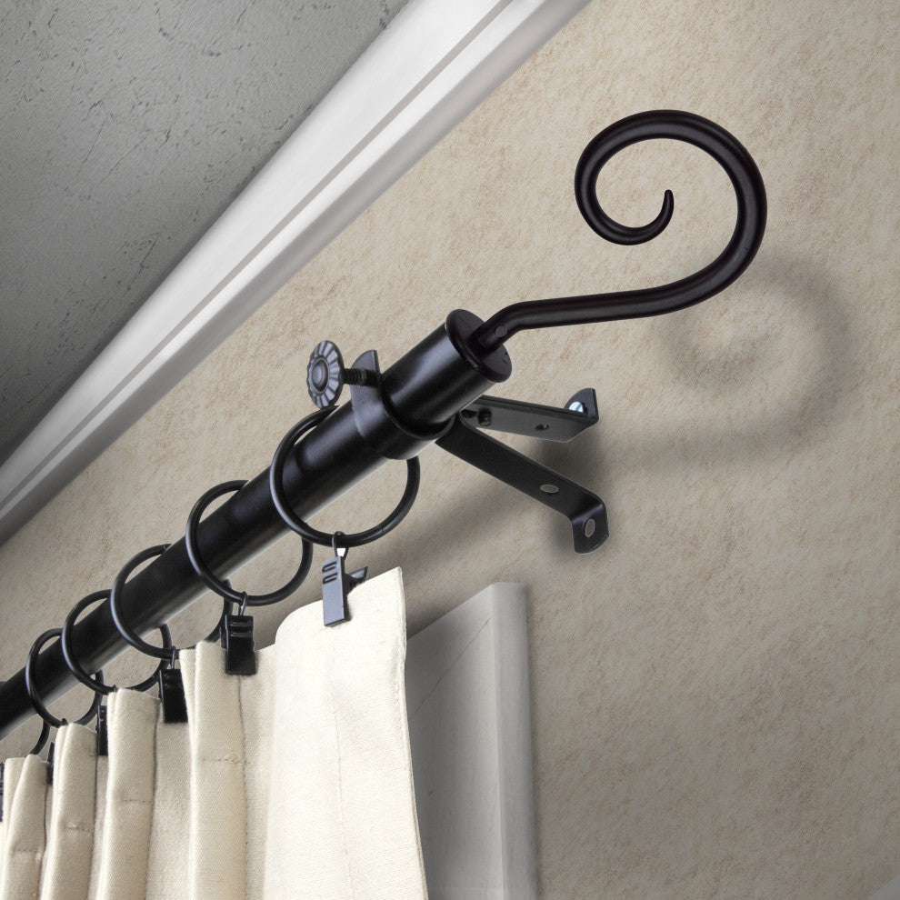 Cooper 13/16" Diameter Curtain Rod, Black, 18-28"