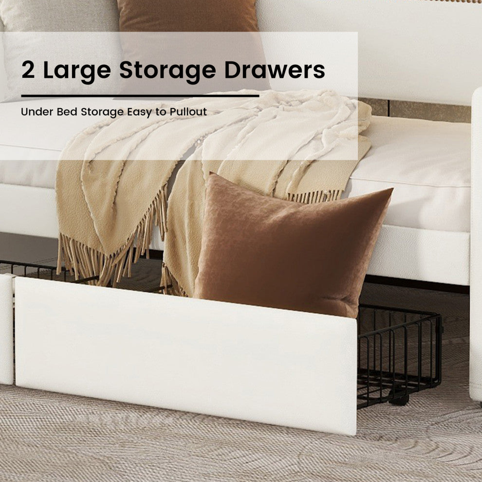 Gewnee  Twin Size Daybed with Drawers, Upholstered Daybed