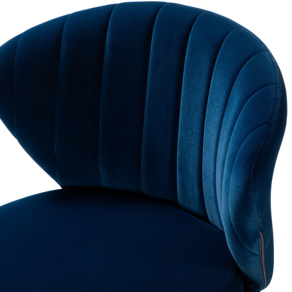 Swivel Task Chair With Tufted Back, Navy