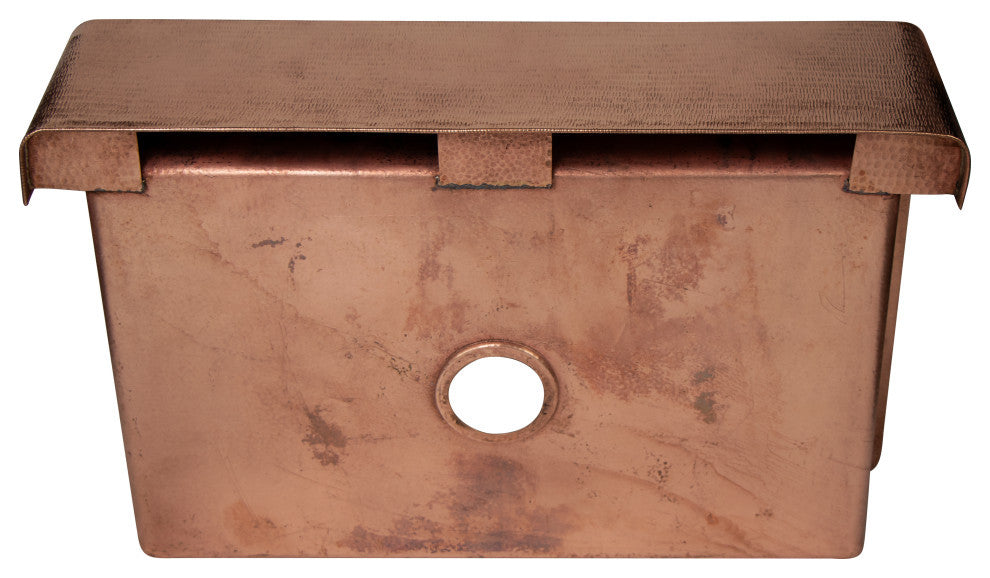33" Farmhouse Single Bowl Straight Apron Hammered Copper Kitchen Sink, 16 Gauge