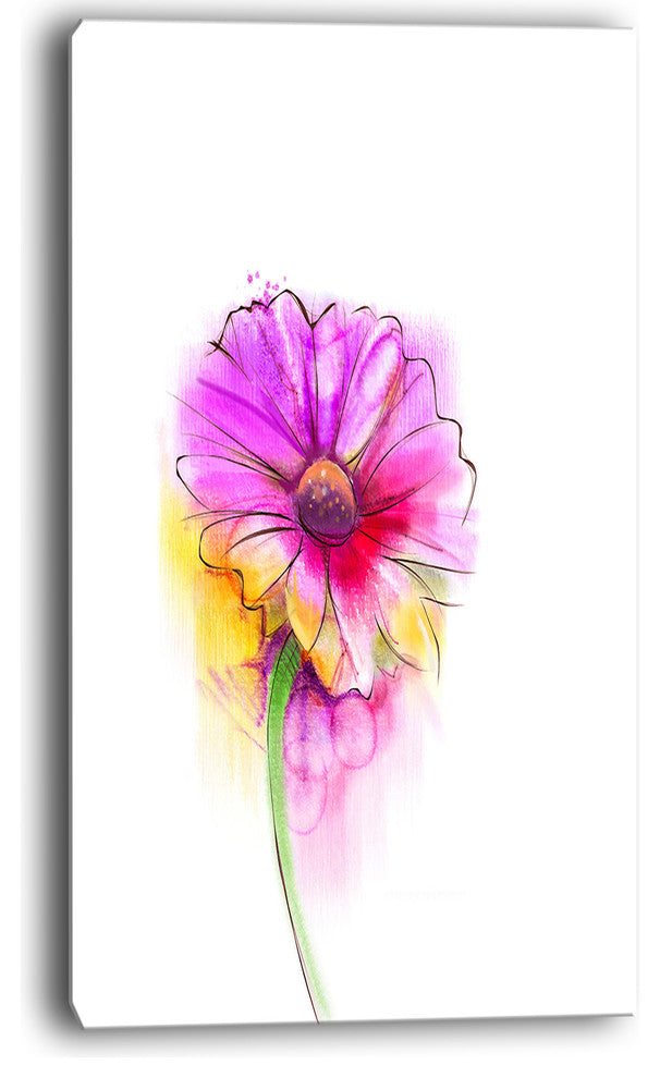 "Purple Yellow Gerbera Flower" Flower Canvas Wall Art, 16"x32"