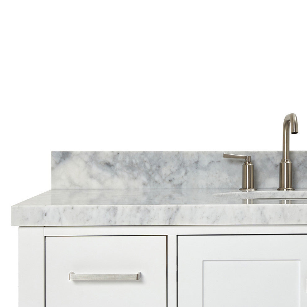 ARIEL Cambridge 49" Single Oval Sink Bathroom Vanity White With Marble Top