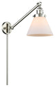 Large Cone 1-Light LED Swing Arm Light, Brushed Satin Nickel, Glass: White Cased