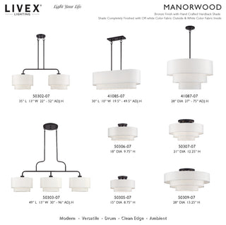 Manorwood 3 Light Bronze Extra Large Linear Chandelier