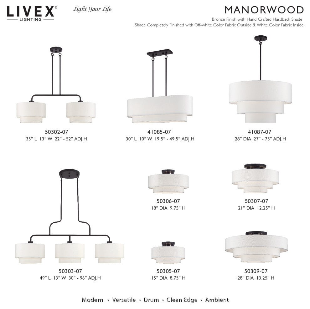 Manorwood 3 Light Bronze Extra Large Linear Chandelier