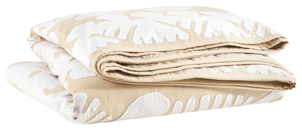 Knight Wood Cutwork Natural Coverlet, King