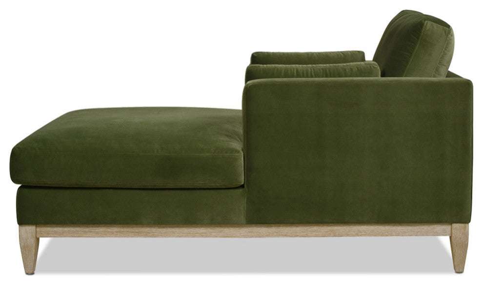 Knox 65" Modern Velvet Upholstered Chaise Lounge Chair, Olive Green