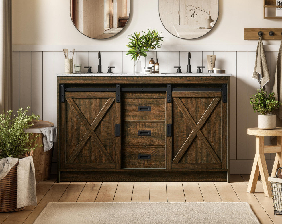 Home Living 54" Double Bathroom Vanity, Expresso