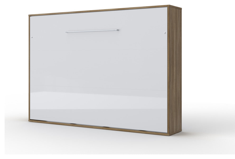 Invento Horizontal Wall Bed, 55.1 x 78.7 inch, Oak Country/White