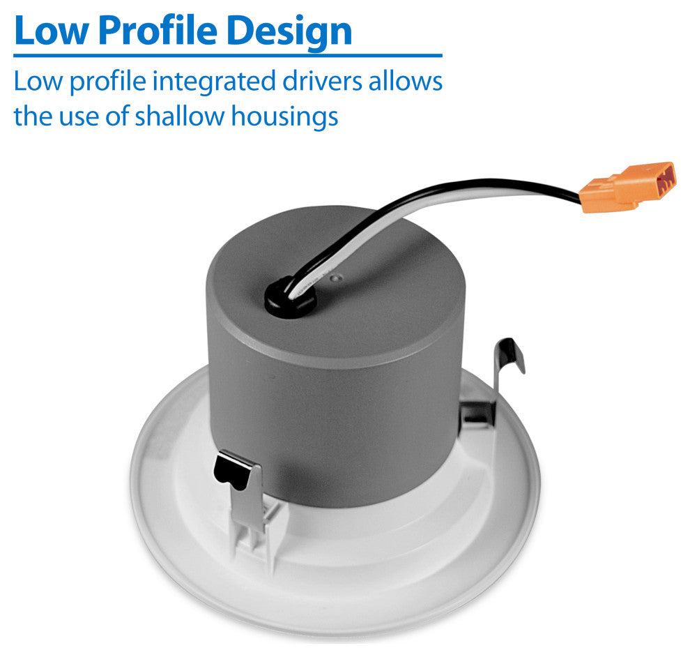 DCR4 LED Recessed Downlight Retrofit Light Fixture, Black, Smooth, 2700k