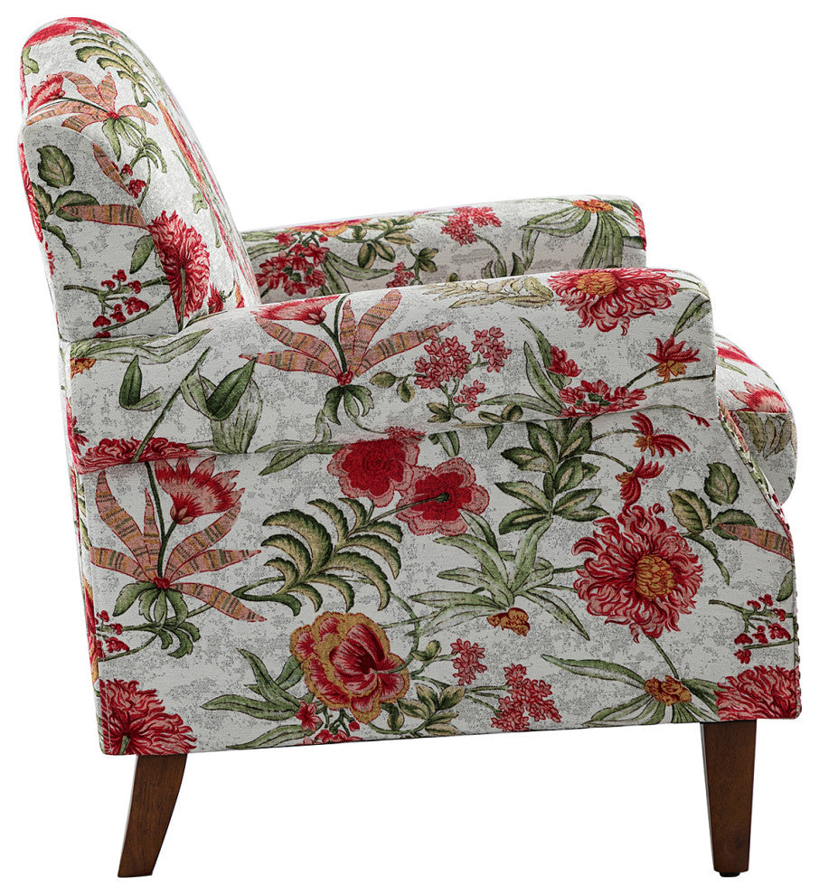 Comfy Armchair With Nailhead Trims Set of 2, Red