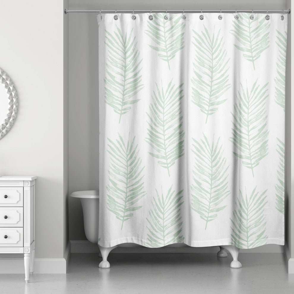 Green Fern Leaves 71x74 Shower Curtain