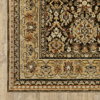 Adeline Bordered Traditional Brown/ Gold Area Rug Runner 2'6" x 12'