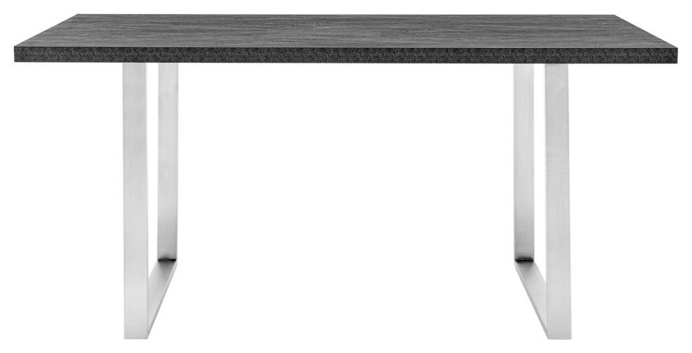 Fenton Rectangular 71" Dining Table, Charcoal Top and Brushed Stainless Steel