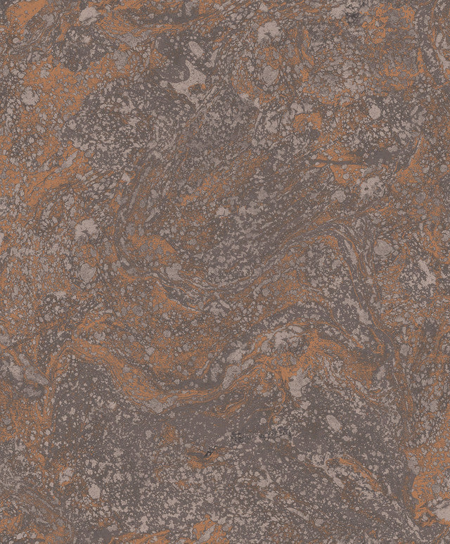 Black and Copper Foil Infused Marble Wallpaper