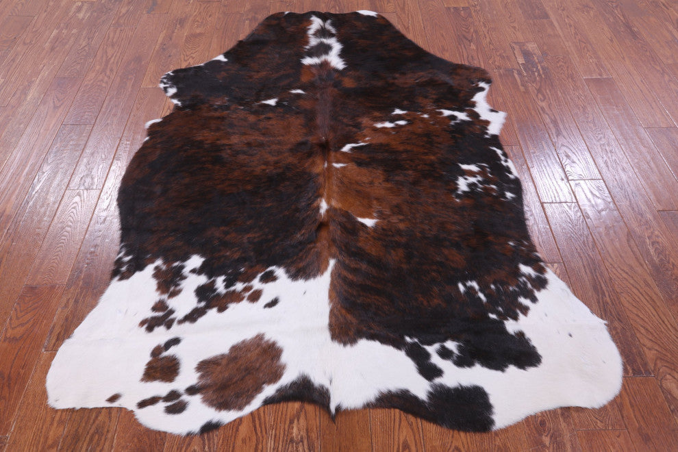 6' 8" X 5' 2" Tricolor Natural Cowhide Rug C2267