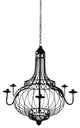 Bronze Iron French Basket Candle Chandelier, Romantic Country Cottage Globe