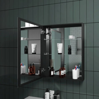 Surface Mount Bath Medicine Cabinet, Mirror and Shelves, 20"