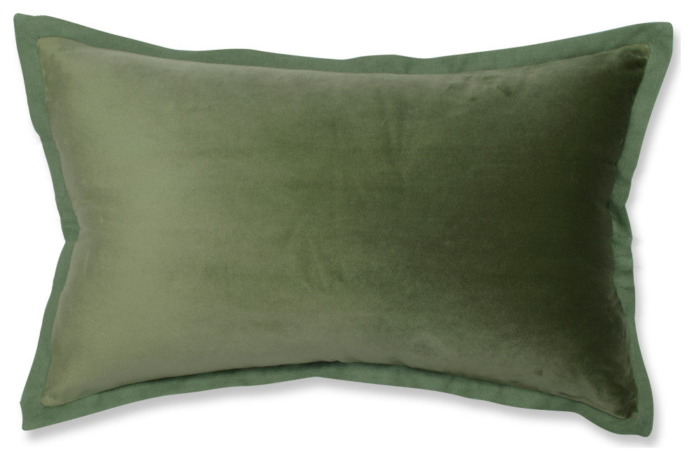 Velvet Flange Green Rectangular Throw Pillow