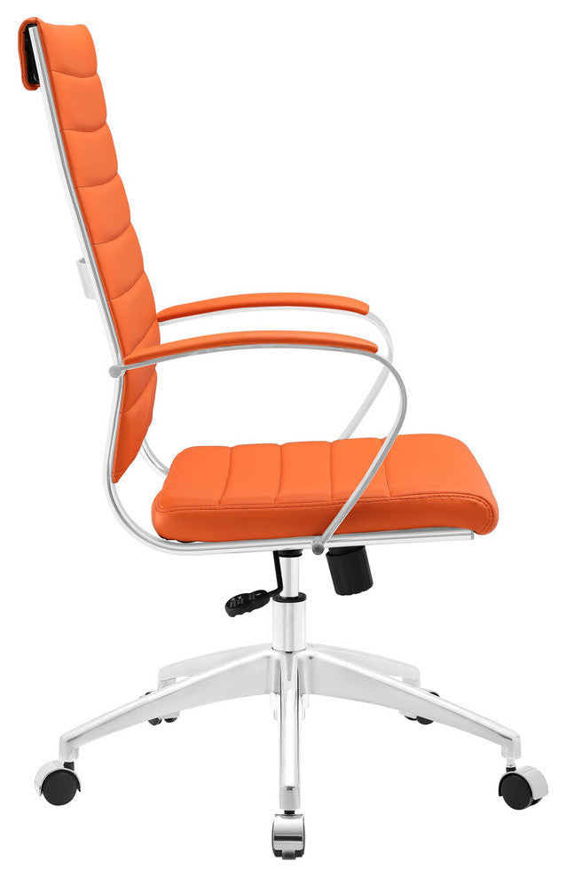 Modern Contemporary Highback Office Chair, Orange Faux Leather
