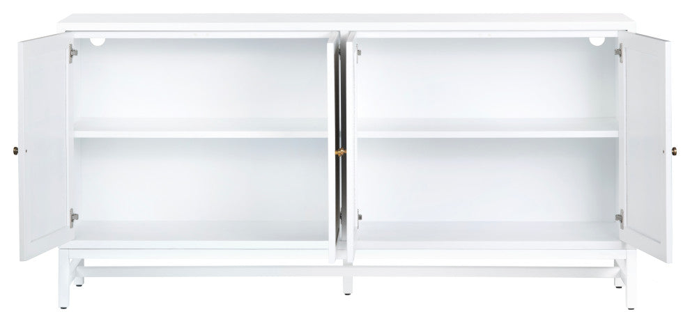 White Four Door Media Credenza Sideboard