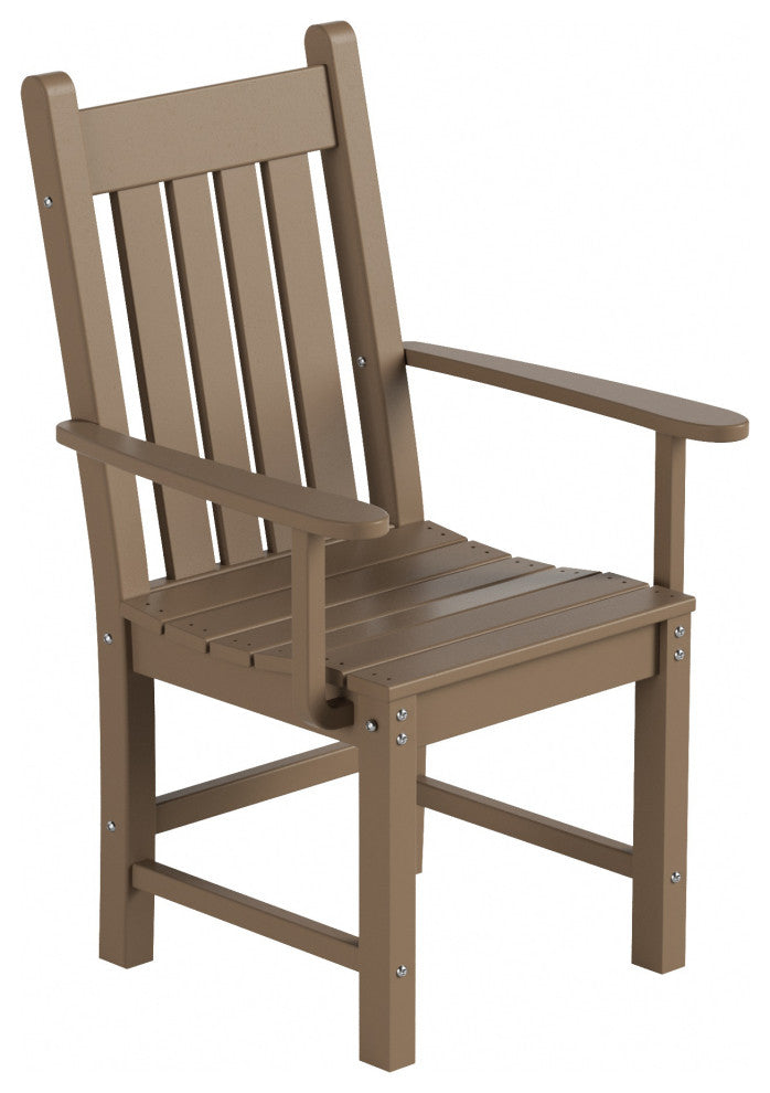 WestinTrends Patio Garden Poly Lumber Dining Arm Chair Indoor Outdoor Furniture, Weathered Wood